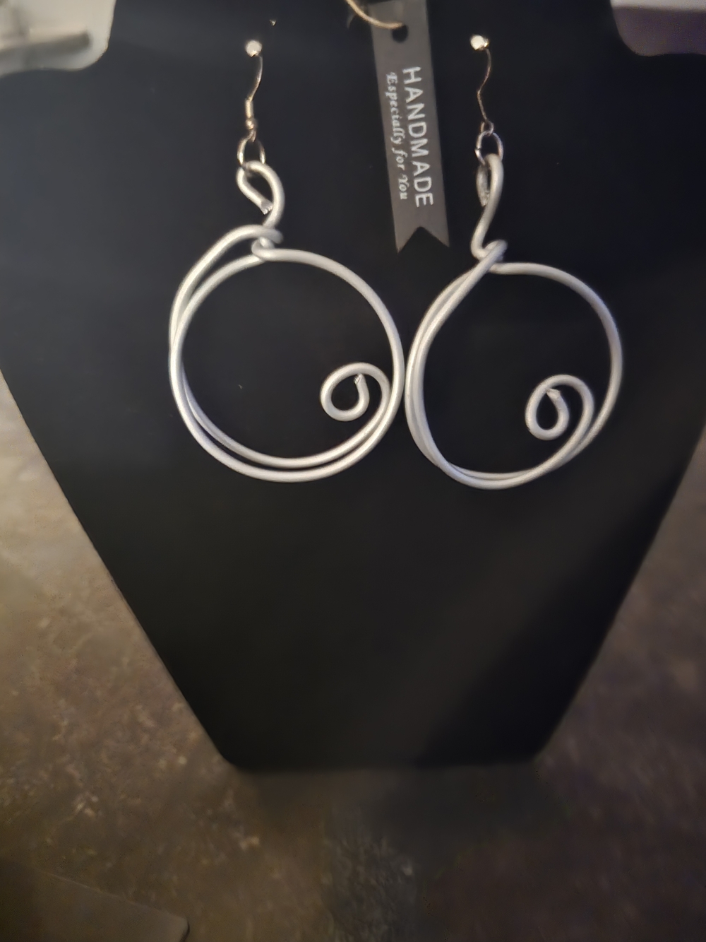 Handmade Silver-Tone Spiral Hoop Earrings